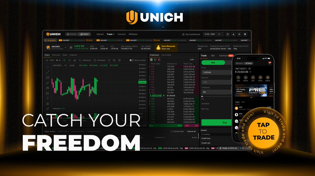 🌐 Unich is Going Multichain! 🚀

From dApps to exchanges &amp; wallets, Unich is expanding its ecosystem across multiple chains.
 Partnerships with top players like Coinbase, Bybit, Bitget Wallet, Gate.io wallet, Binance  wallet.
buy IDO now:
token.unich.com/?affiliateCode…