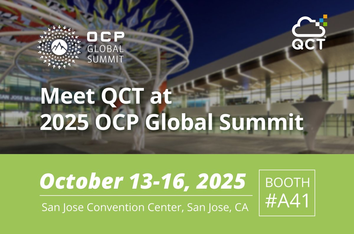 QuantaQCT's tweet image. Mark your calendars to visit @QuantaQCT at #OCPSummit25 from Oct13-16! Engage with our experts at Booth #A41 to discover the best way to build your #AI #datacenter with flexibility, performance, efficiency and time-to-market. bit.ly/48sFvpy #OpenCompute