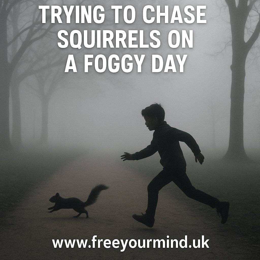 A view on life with ADHD: 

Like trying to chase squirrels on a foggy day.

#ADHD #neurodiverse #neurodiversity #addisonrae #psychology
