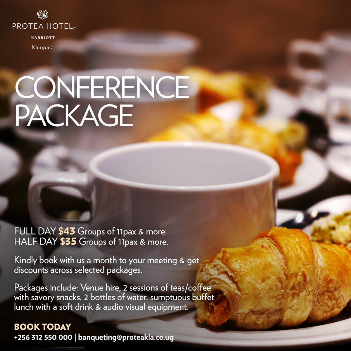 ProteaKampalaH's tweet photo. Turn every meeting into a success at Protea Hotel Kampala ๐ผ
From workshops to conferences, our elegant spaces, seamless service and refined ambience make us your number one choice for business gatherings.
#PHKConferences #BusinessElegance #MeetInStyle #ExecutiveSpaces https://t.co/YDZfOafarV