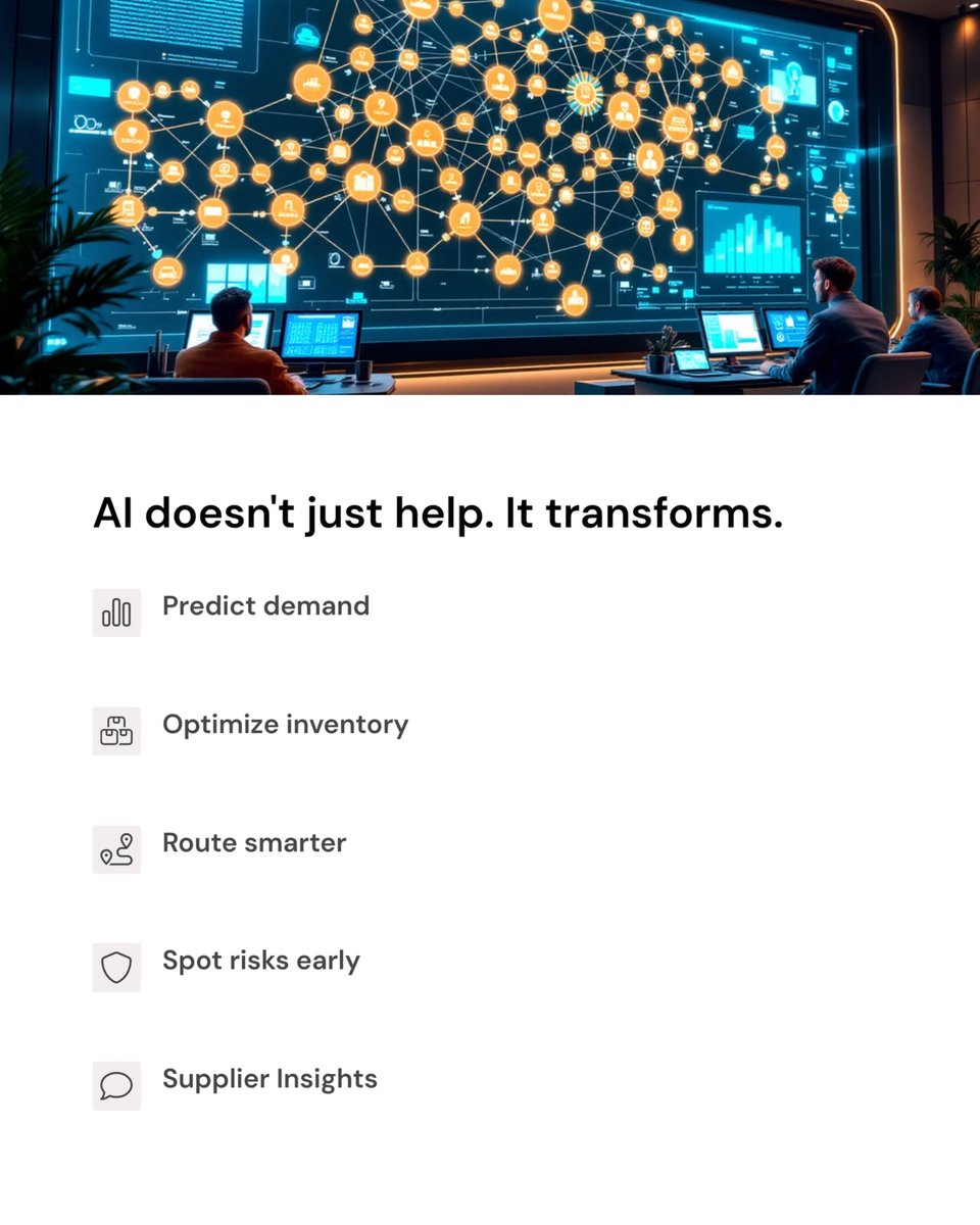 Goel1Shubam's tweet image. Struggling with supply chain delays &amp;amp; costs? 🚛
AI can help: smarter forecasts, real-time tracking, lower costs &amp;amp; faster delivery.
I build AI solutions to future-proof logistics. Let’s connect! 🔗
#uk   #AI  #SmartChallenge  #businesstips  #USA  #Software  #Innovation