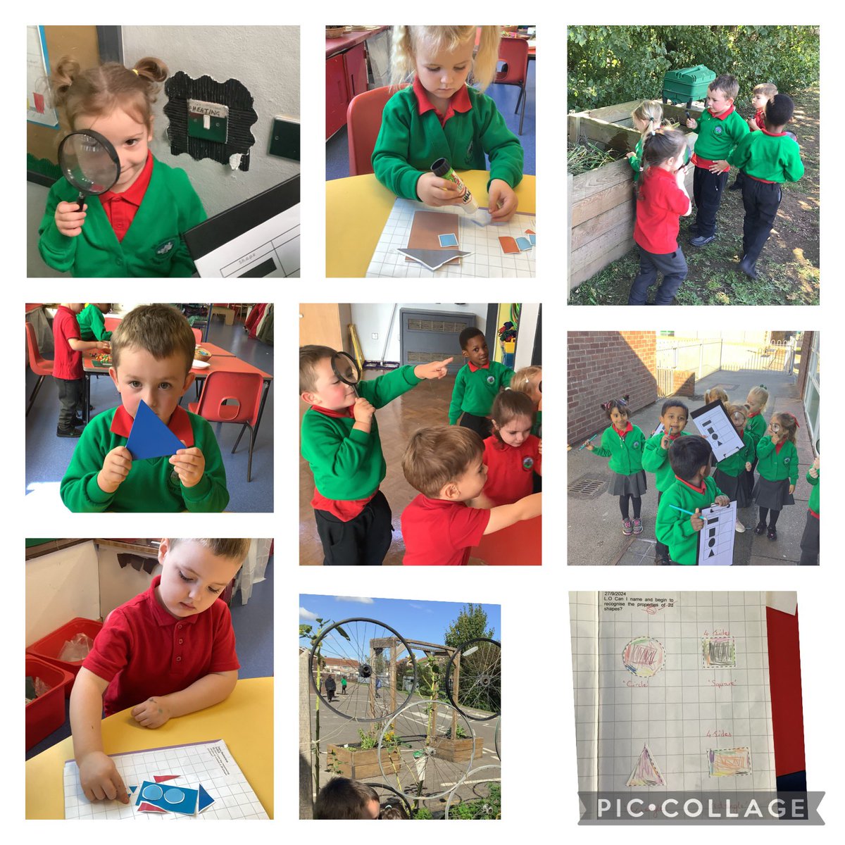 SJLCARDIFF's tweet photo. This week Reception have explored 2d shapes, then we used our numeracy skills to independently create a 2d shape picture #shapehunt #maths #numeracy https://t.co/IvCyP45SHo