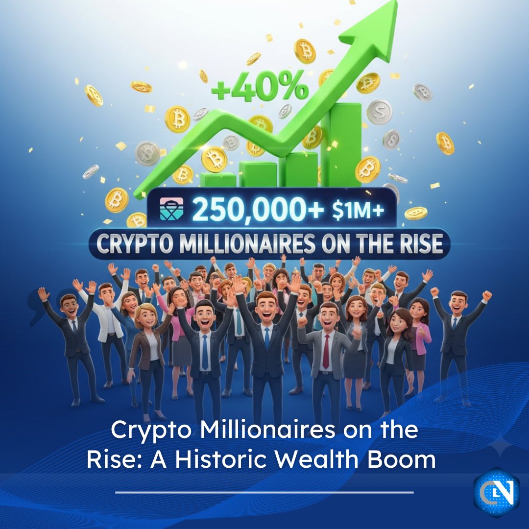 Crypto Millionaires on the Rise: A Historic Wealth Boom According to a new  report, the number of crypto millionaires worldwide has surged to nearly a  quarter-million individuals. #CryptoNews #BitcoinMillionaires #Investing  #CryptoAdoption #Fintech #