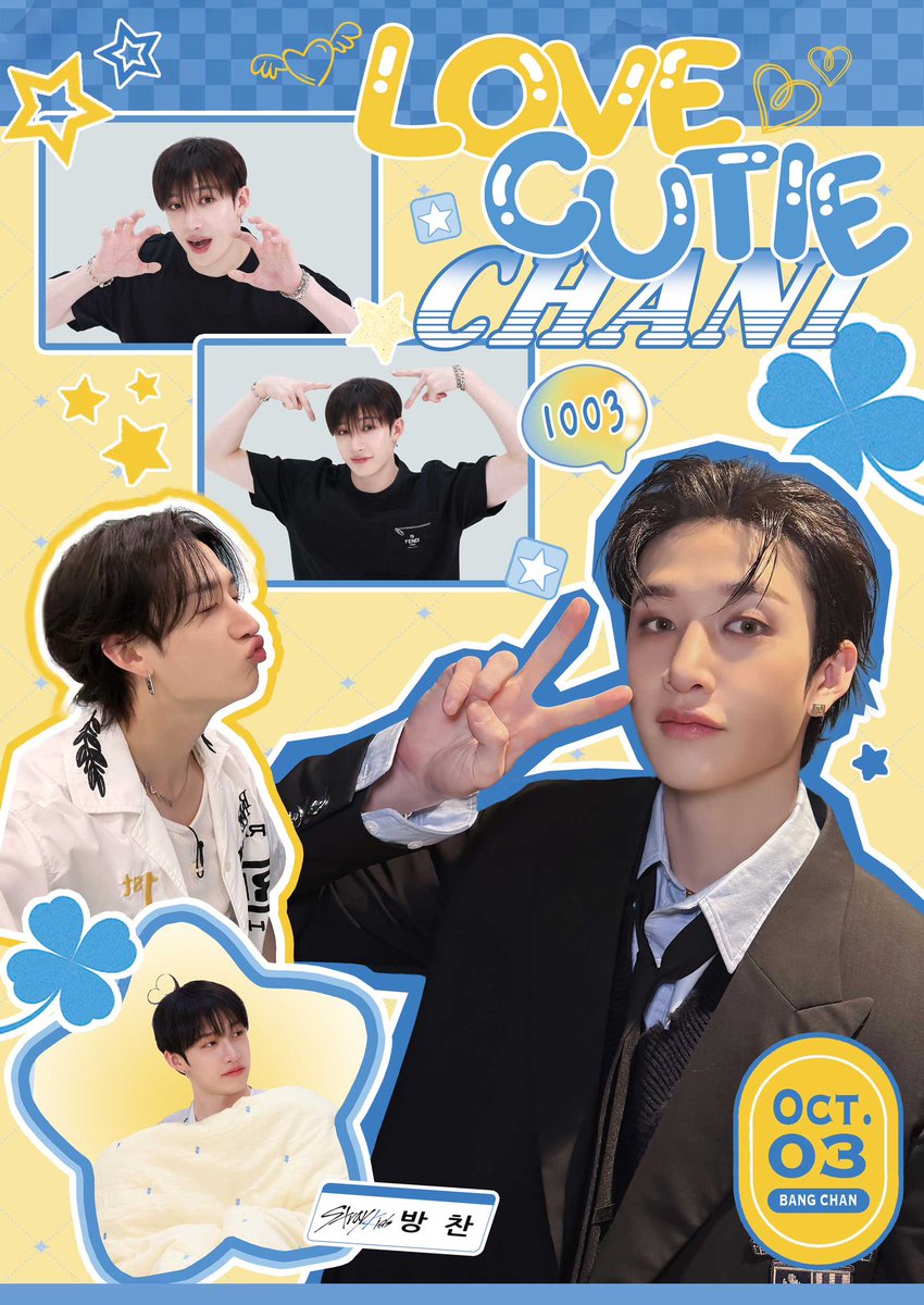 SKZ_Chuchu's tweet photo. ⭐︎ ꜱ��ᴢ ʙɪʀᴛʜᴅᴀʏ ᴘᴀʀᴛʏ ᴡɪᴛʜ ꜱᴛᴀʏ ⭐︎

𝗧𝗿𝗮𝗰𝗸. 𝟓
- 𝙇𝙊𝙑𝙀 𝘾𝙐𝙏𝙄𝙀 𝘾𝙃𝘼𝙉𝙄

큐티 러블리 차니의 생일을 축하할 스테이~!!
힙힙~ (후레이🎉)

🐺 25.10.03-10.04 
(4일은 전시X // 특전만 배부합니다)
💙 CAFE 호야팡야

#SKZ #스키즈 #방찬 #BANGCHAN https://t.co/21vbn9KYto