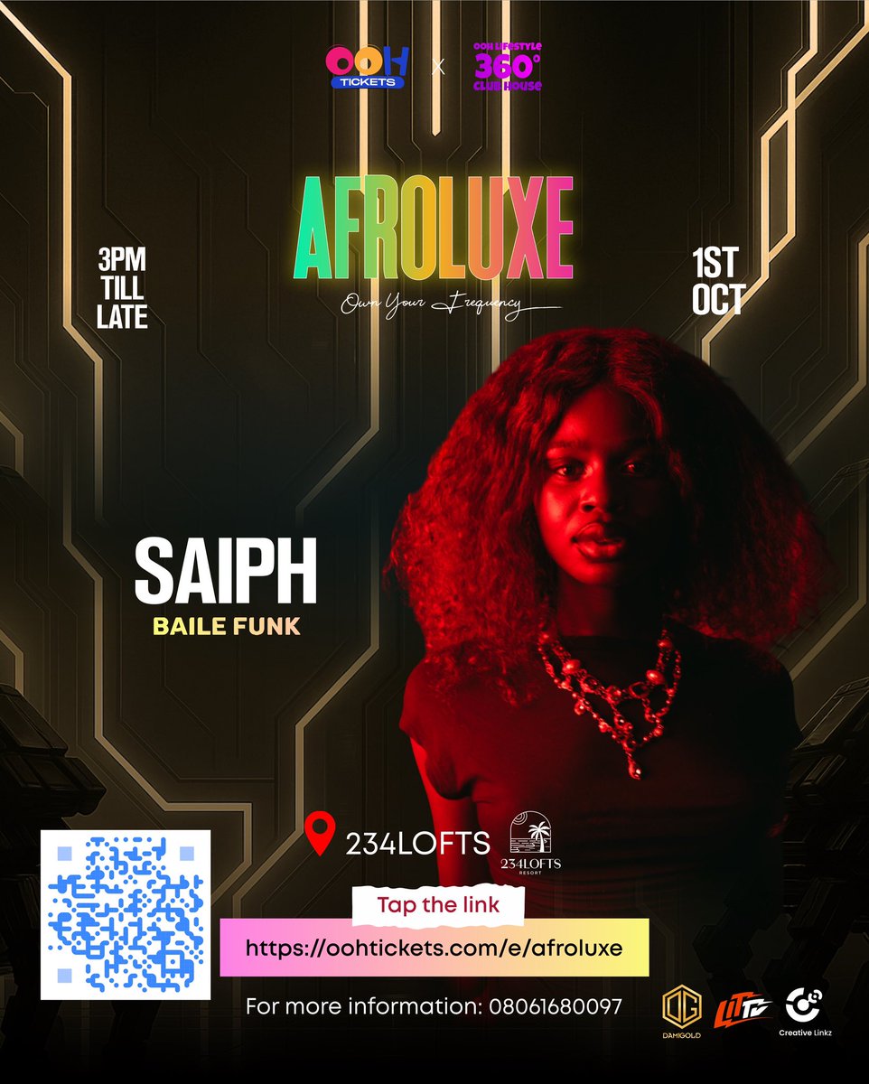 ooh_lifestyle's tweet photo. Meet SAIPH bringing the Baile Funk heat this October 1st at 234Lofts. ๐๐พโจ
Lock in your spot now โ Early Bird tickets are 60% gone!
#AfroLuxe #OwnYourFrequency #oohtickets #oohlifestyle https://t.co/Z5xIMLAI41