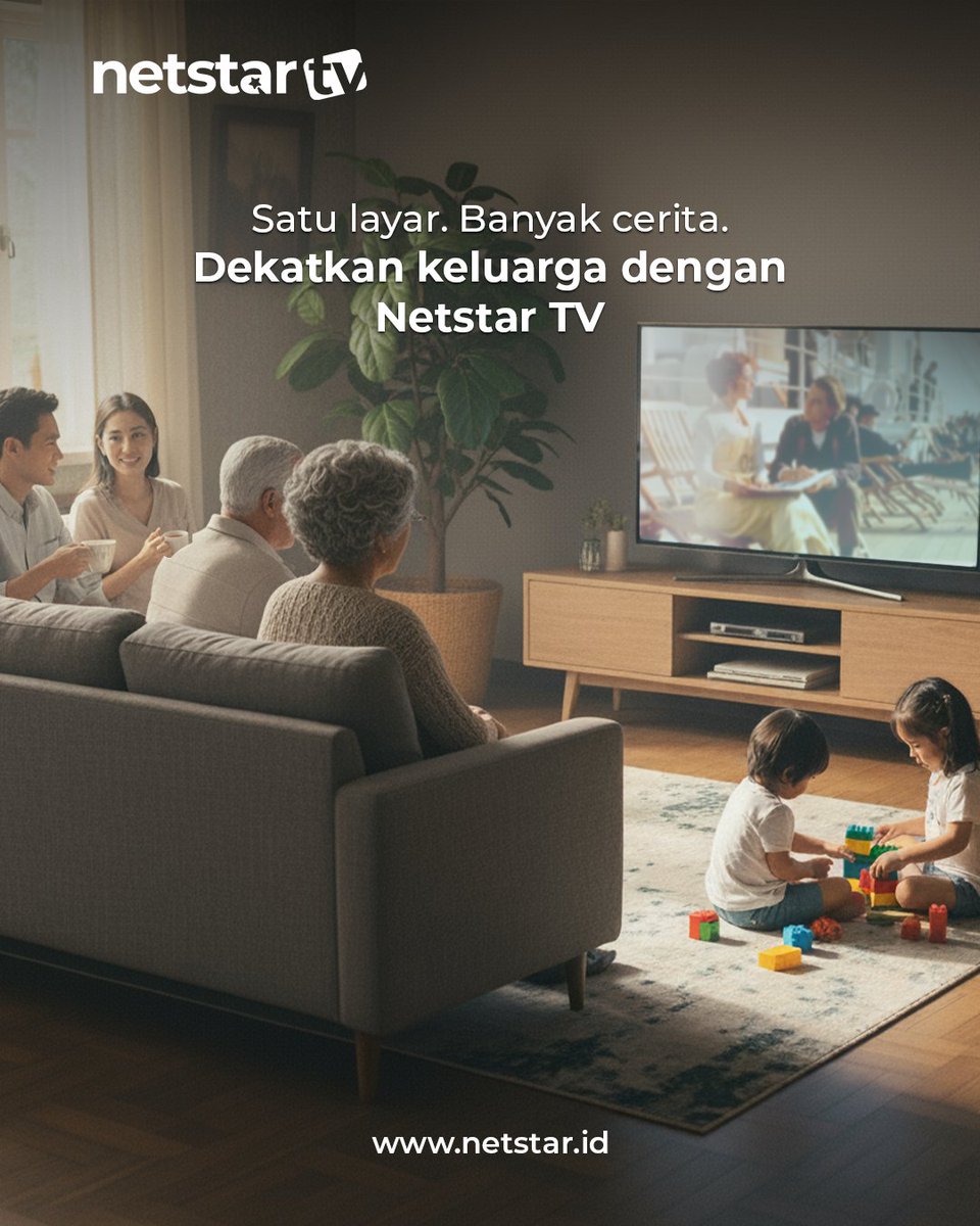 netstarID's tweet photo. Hiburan terbaik bukan hanya tayangan, tapi momen kebersamaan.
Netstar TV hadir dengan channel lengkap &amp; tayangan berkualitas untuk semua anggota keluarga.

📺 Satu layar, banyak cerita.
Dekatkan keluarga dengan Netstar TV. https://t.co/y4RraeWGbT