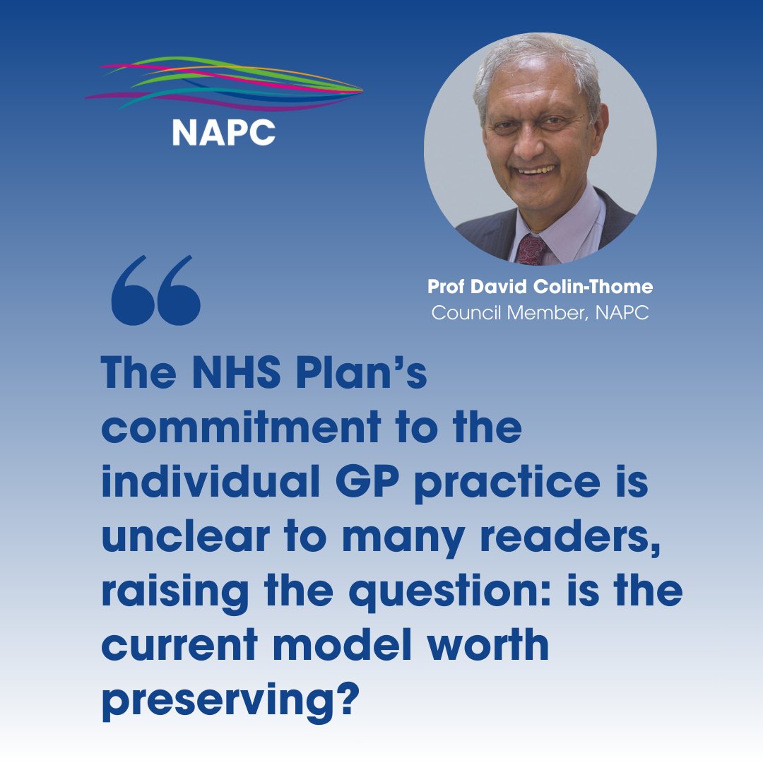 NAPC_NHS's tweet image. 🏥 Is list-based general practice at risk?
Prof David Colin-Thome reflects on the future of general practice in light of the NHS 10-Year Plan.

👉 Read the full blog: napc.co.uk/the-future-of-…

#GeneralPractice #PrimaryCare #10YHP