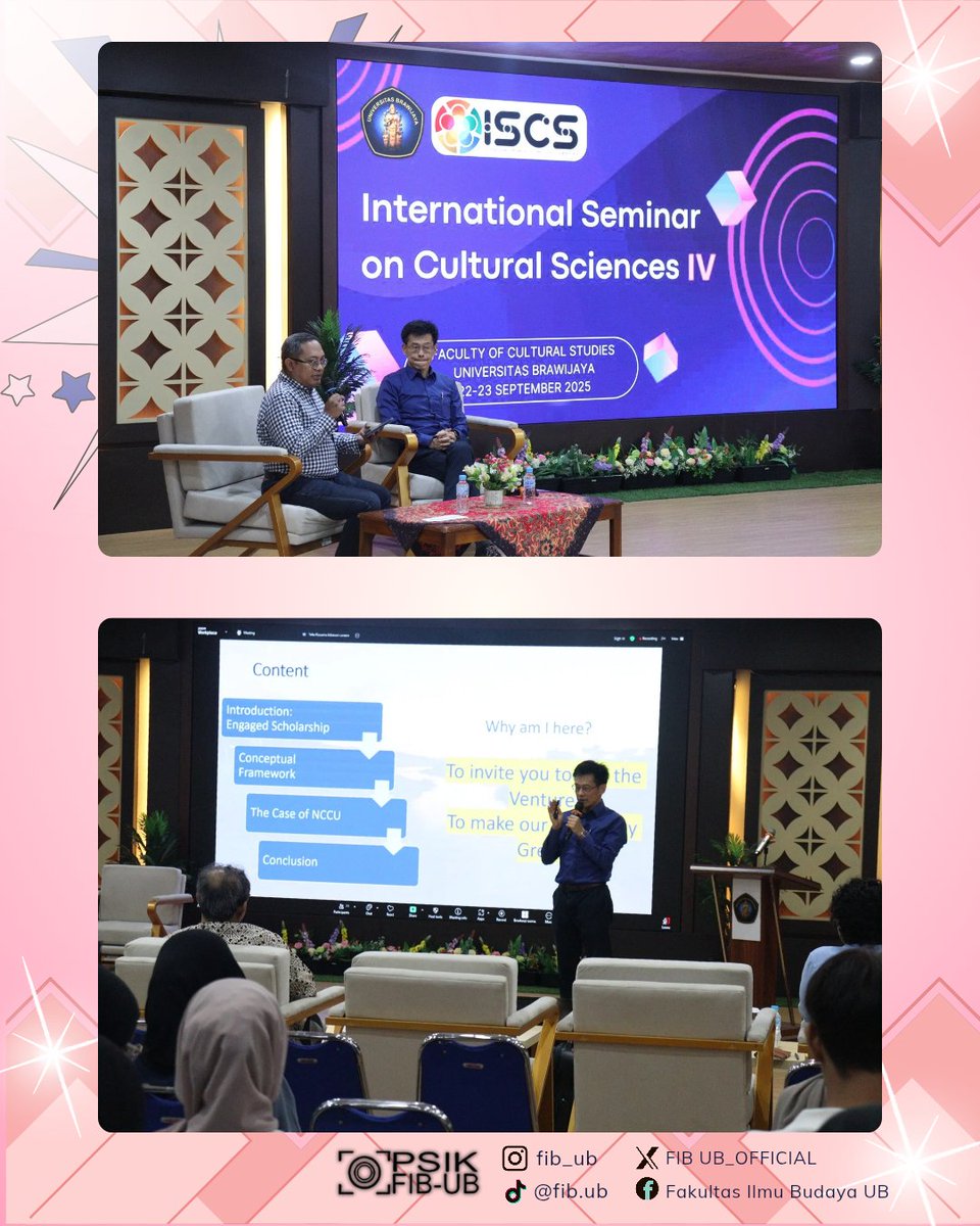 FIBUB_OFFICIAL's tweet image. dan Prof. Dr. Sony Sukmawan, serta breakout rooms presentasi peserta.

Hari kedua menghadirkan Prof. Dr. Tang Ching-Ping dan Franziska Fennert, M.A., dan ditutup pemutaran film dokumenter.

#UniversitasBrawijaya
#KampusUB
#FIBUB
#FIB_UB