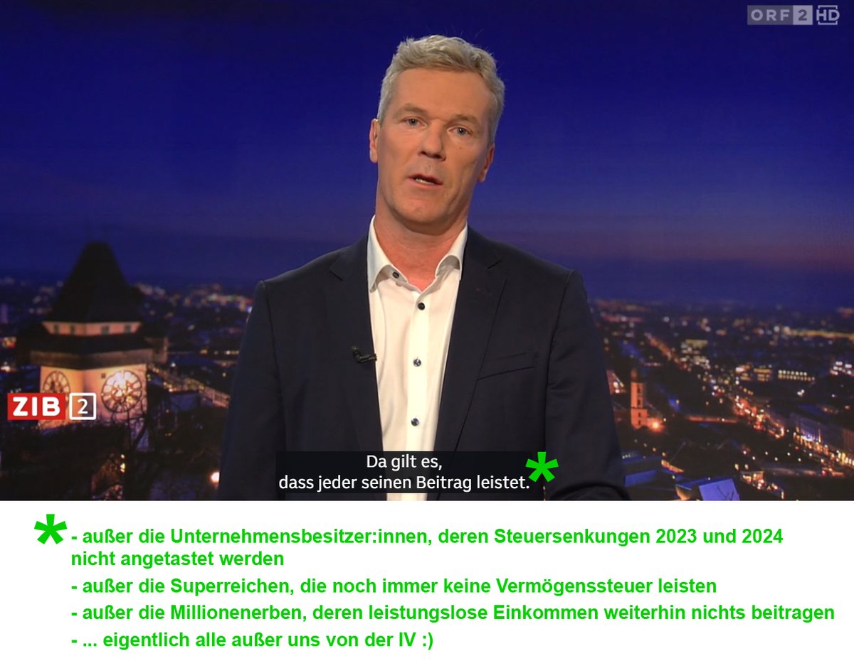 In der schwierigen Budgetsituation "gilt es, dass jeder seinen Beitrag leistet", hat Christian #Knill von der Industriellenvereinigung gestern in der #zib2 gesagt.

Die Aussage verdient eine Fußnote.