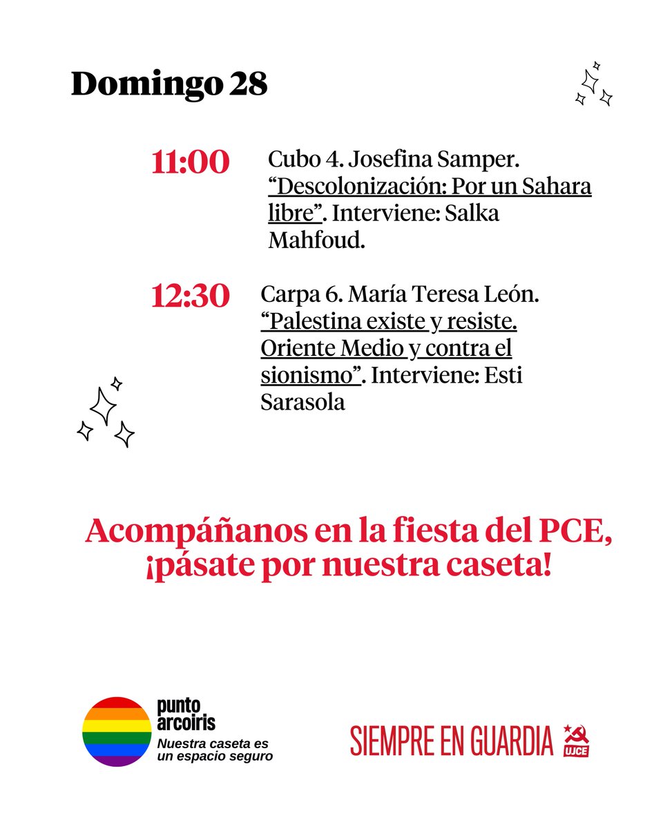 A partir de este viernes en el Auditorio Miguel Ríos de Rivas estaremos celebrando la <a href="/fiestaPCE/">La Fiesta del PCE</a>, ocio, debates, cultura y mucha camaradería y trabajo voluntario.

El programa de la Juventud Comunista en la Fiesta del PCE📷📷

¡La vida son 2 días, la fiesta del PCE 3!