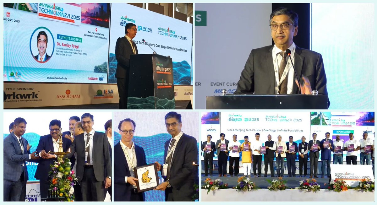 STPIBengaluru's tweet photo. Dr. Sanjay Tyagi, Director, STPI Bengaluru, graced the inaugural session of Technovanza 2025 held in Mangaluru. In his address, he emphasized STPI’s remarkable contribution to the growth of the IT, ITES, and ESDM sectors in the Mangaluru region over the past two decades.

He reiterated STPI’s unwavering commitment to enhancing technology exports and generating skilled employment through strategic capacity building and strong industry collaborations. Dr. Tyagi underlined that STPI will continue to serve as a key enabler of innovation and inclusive, technology-driven growth across Karnataka.

#STPI #Technovanza2025 #Innovation #CapacityBuilding #DigitalIndia