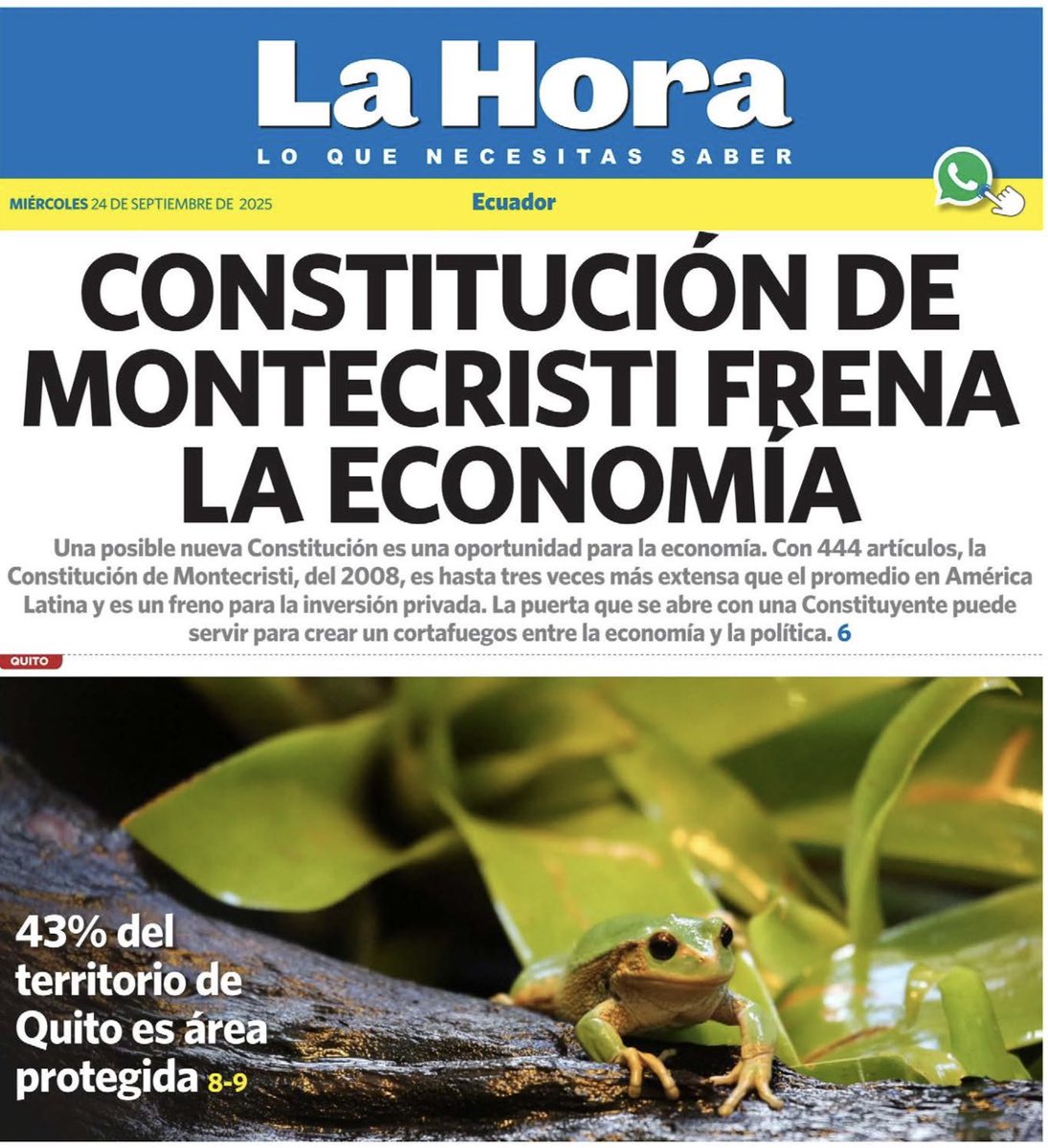 Empezó el show de la #MafiaMediatica: Director de ⁦<a href="/lahoraecuador/">La Hora Ecuador</a>⁩ señale un artículo de la Constitución de Montecristi que “frene la economía”. Y más: ¿cuál de los 444 artículos impide la inversión privada? Y como si dijera algo inteligente a qué llama “cortafuegos”?