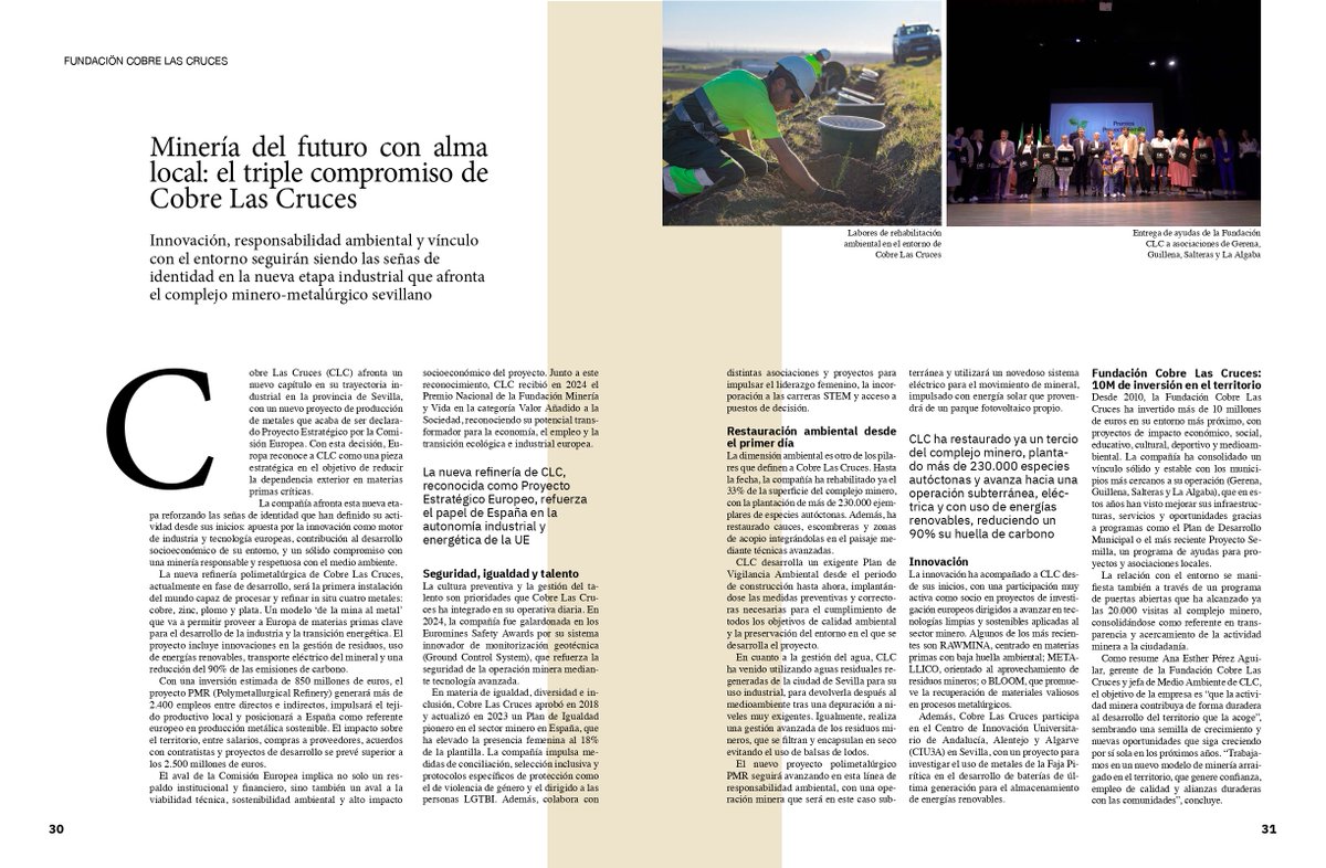 "Minería del futuro con alma local, el compromiso de Cobre Las Cruces", reportaje en el Barómetro de #RSC Empresarial que publica hoy <a href="/abcdesevilla/">ABC de Sevilla</a>.