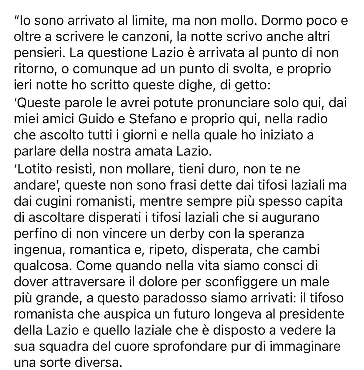 SpaceLazio's tweet image. Così Tommaso Paradiso a @radiosei: