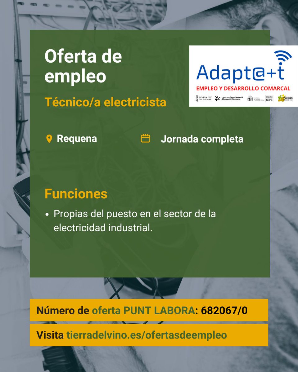📢 Nuevas ofertas de #empleo en la comarca
👥 Educador/a ambiental  👉 tierradelvino.es/aviso/educador…
👥 Personal de limpieza 👉 tierradelvino.es/aviso/personal…
👥 Técnico/a electricista  👉 tierradelvino.es/aviso/tecnicoa…
📢 Si estás en situación de #desempleo 👉 Contacta con Adapt@+t
#labora #empleo