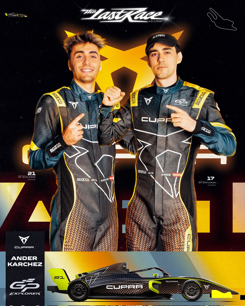 ALEXYT55086803's tweet photo. ⚡ @andercortes &amp; @Karchezzz x @CUPRA ⚡
Un duo 🔥, une monoplace 💛🖤, prêts pour The Last Race 🏎️✨

#GPExplorer3 #TeamCupra #gpexplorer https://t.co/VxU3WI6U8S