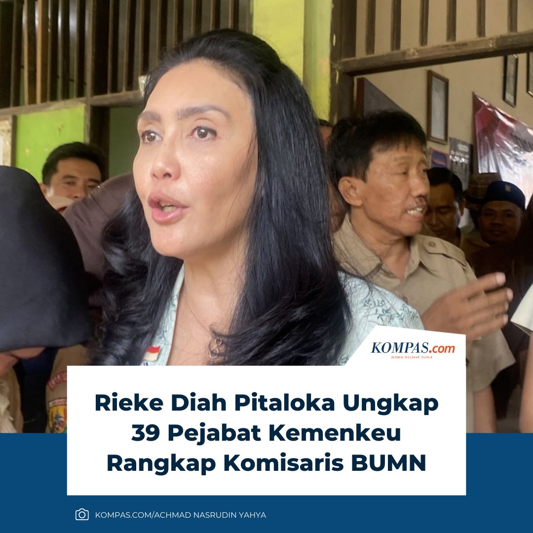 Anggota Komisi VI DPR RI Rieke Diah Pitaloka mengungkap ada 39 orang pejabat Kementerian Keuangan yang merangkap jabatan sebagai komisaris di Badan Usaha Milik Negara (BUMN).

Klik untuk baca: nasional.kompas.com/read/2025/09/2…

| #RiekeDiahPitaloka #BUMN