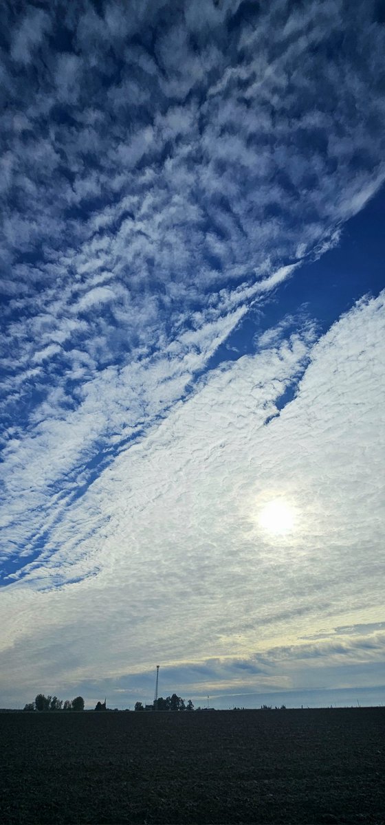 Altocumulus perlucidus stratiformis. Oraz cavum czyli "dziurkacz". Tak. Walnięty na punkcie chmur i pogody:).