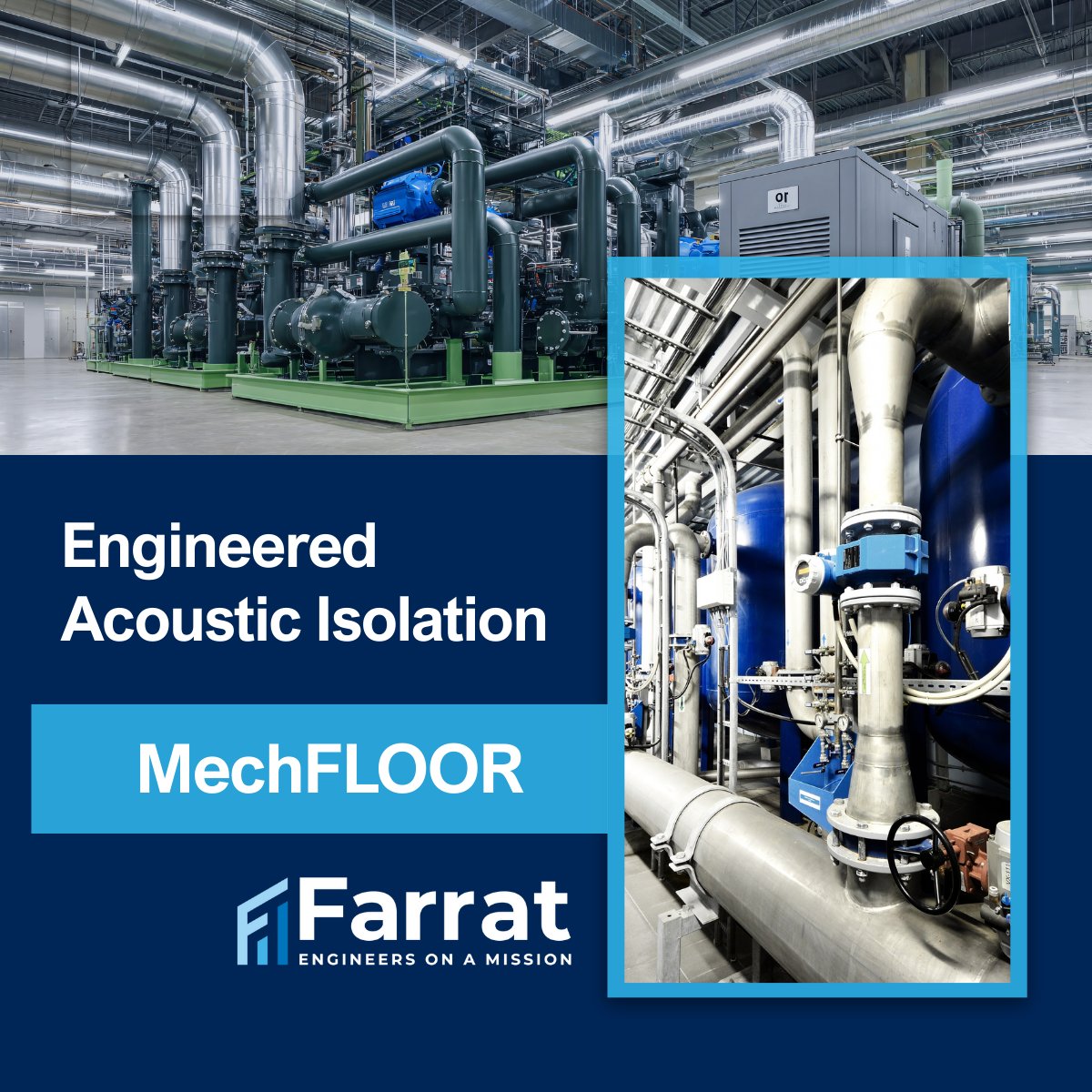 Designed for plant rooms, utilities, and equipment heavy spaces, Farrat MechFLOOR acoustic floating floors effectively isolate noise and vibration, allowing essential building services and heavy machinery to operate without disrupting neighbouring areas.
lnkd.in/eiGaJDk7