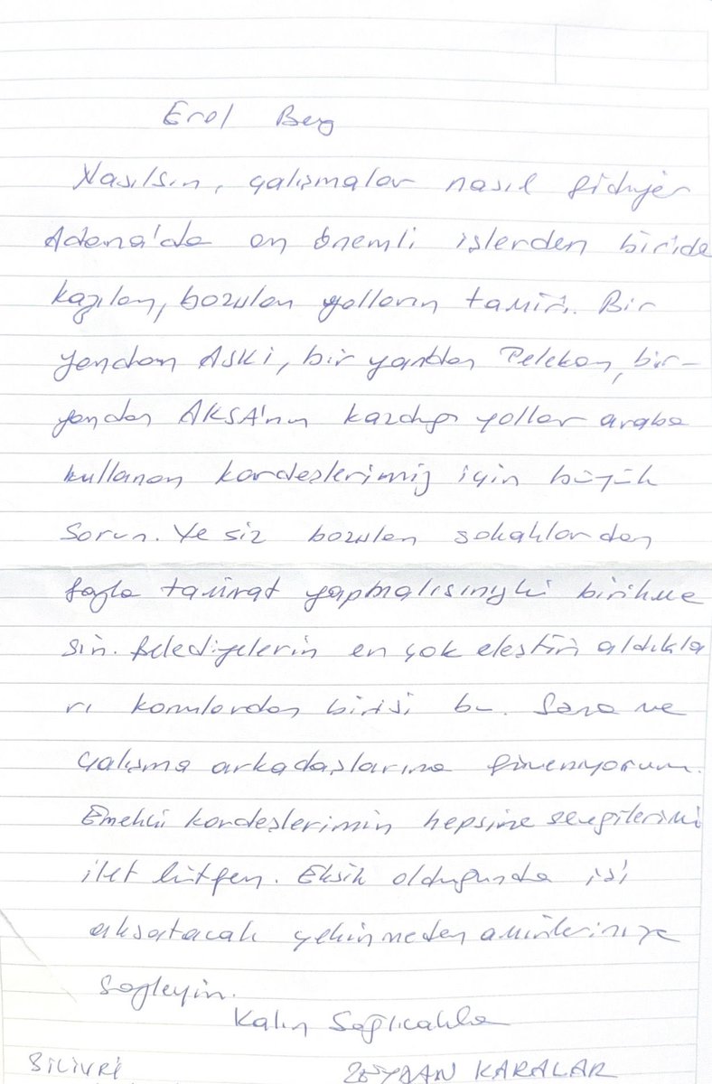 Adana’da kazılan yolların zamanında tamiri en önemli konulardan. ASKİ, Telekom ve Aksagaz’ın çalışmalarının ardından yolların birikmeden onarılması gerekiyor. 

Bu konuda Erol Bey (Kırsal İlçeler Şube Müdür Vekili) ve ekibine güveniyorum; emekçi kardeşlerimizin hepsine selamlar.