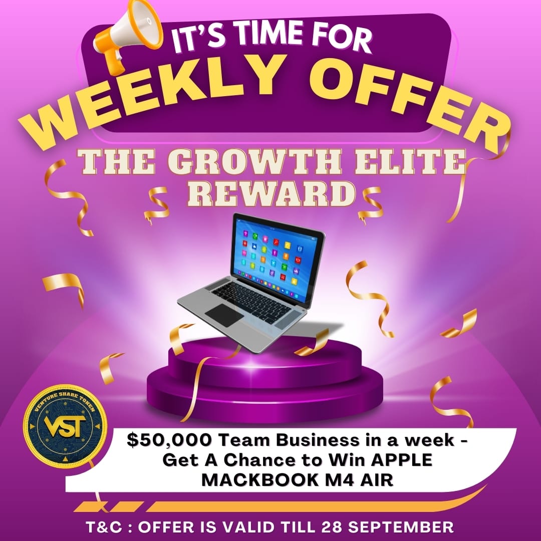 vst_token's tweet photo. 🚨 WEEKLY OFFER: THE GROWTH ELITE REWARD 🚨

💥 Build a $50,000 team business in a week
🏆 Get a chance to win an Apple MacBook M4 Air!

⏳ Offer valid till 28th September
Register now!
🌐 https://t.co/TdLq7nsTDi #VST #GrowthReward #MacBook https://t.co/vIyMaBvcCJ