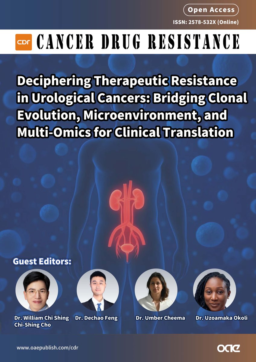 cdrjournal's tweet image. 👏New Special Issue in #Cancer #Drug #Resiatance!

🙌Topic: Deciphering Therapeutic Resistance in #UrologicalCancers: Bridging Clonal Evolution, Microenvironment, and Multi-Omics for Clinical Translation

👉Read more: oaepublish.com/specials/cdr.1…