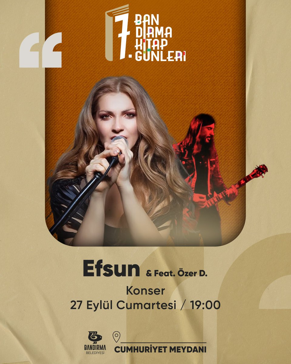 efsunofficial's tweet photo. Bu cumartesi #bandırma kitap günleri kapsamında konser veriyoruz🌼🎸bekleriz https://t.co/sl9X5N6tNx
