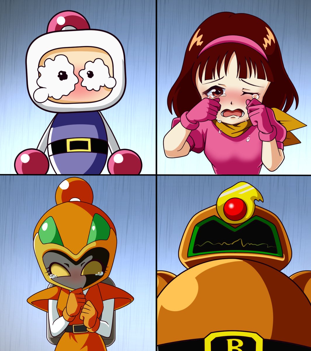 #ボンバーマン
#bomberman 

スーパーボンバーマン２で、プリティボンバーは攻撃が当たる度にしくしく泣いてしまう仕草がありましたね。可哀そうで戦いにくかった思い出。