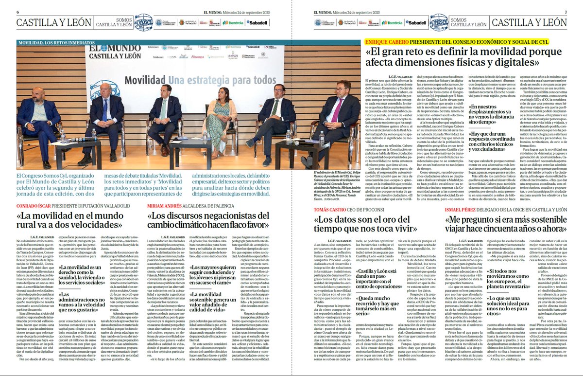 📰Enrique Cabero: «El gran reto es definir la movilidad porque afecta dimensiones físicas y digitales» | <a href="/DiarioCyLMundo/">Diario de Castilla y León</a>👉diariodecastillayleon.es/castilla-y-leo…
✅Congreso #SomosCyL 2025 | CES en los Medios cescyl.es/es/actualidad/…