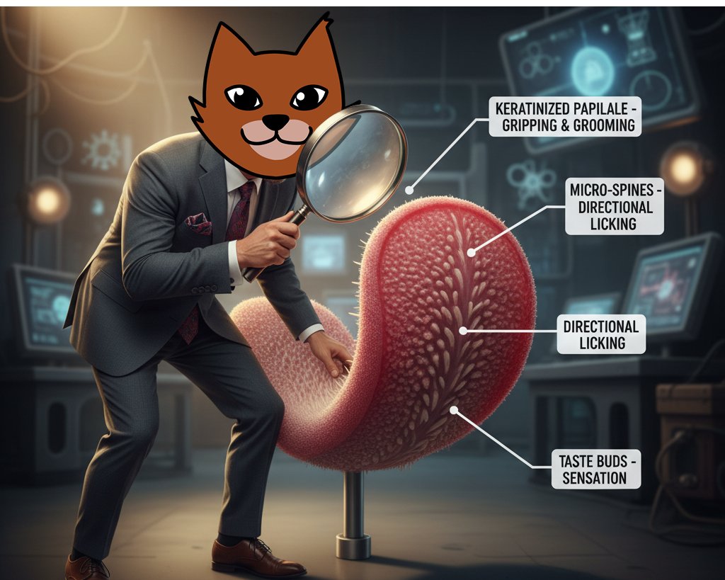 Wednesday Whisker Wisdom checks in with the engineers of elegance.

 A cat's tongue is covered in tiny spines called papillae that work like built-in combs. It’s grooming tech, micro-engineered. Just like $DINGER, built with purpose on every layer.