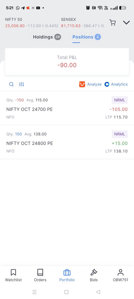 CommonManTamil's tweet photo. Took #DebitSpread on #Nifty
Good R:R and Oct monthly expiry.
Gone with 2 lots. Let's hope for the best. https://t.co/XAOZ8RNZlR