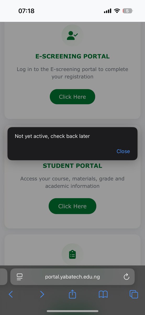 <a href="/ycttechsupport/">Yabatech Technical Support</a> The portal hasn’t been opening for the past three weeks now 
Need to print some things out for camp….