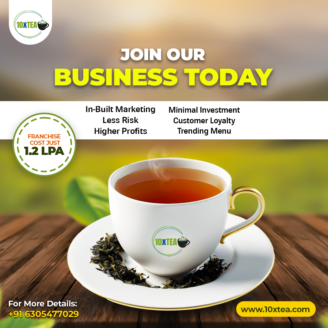10x_tea's tweet photo. Dreaming of your own tea shop? ☕ #10xtea makes it simple — start your outlet at your chosen location with our customized #franchise models

#TeaLover #Chai #OwnABusiness #CafeFranchise #StartupLife #TeaOutlet #TeaFranchise #teatime https://t.co/GnkMpiJcuQ
