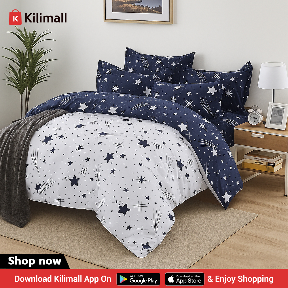 Kilimall's tweet image. Mpoa yuko ama hayuko?😂Jikinge na hii&amp;gt;&amp;gt; k.kili.co/1os3j 4pcs Warm White &amp;amp; Blue Duvet set With Star Print, ni 1,399 bob tu!
#Kilimall #offer #duvetset #bedroommakeover #discounts #KilimallSuperBrandSale