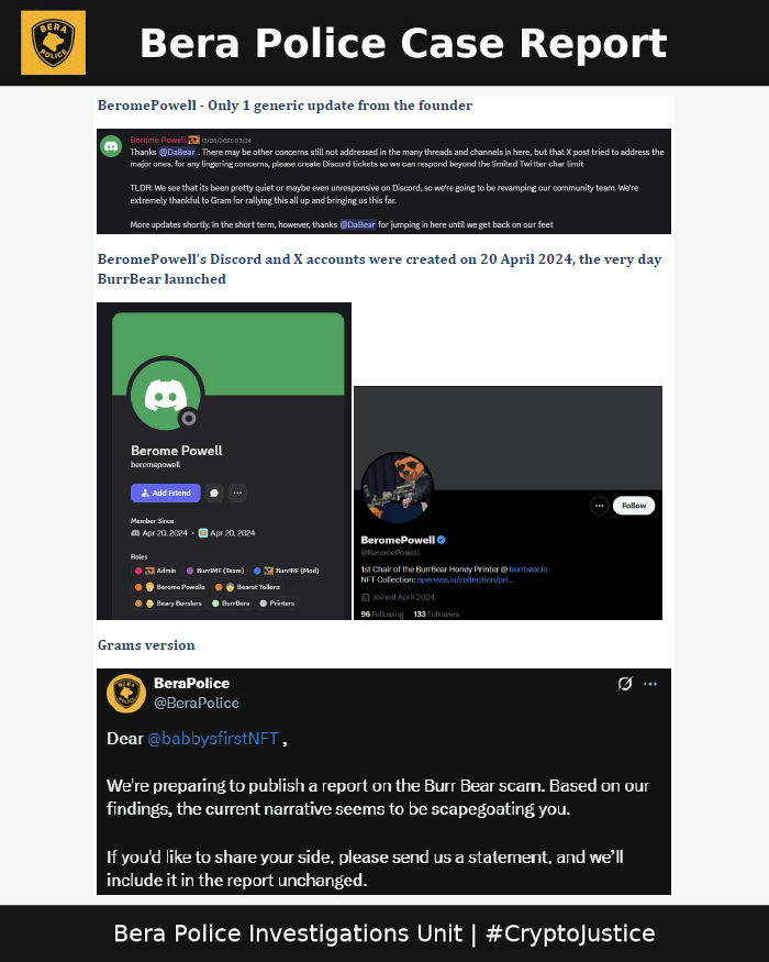 BeraPolice's tweet photo. @moneygoesburr @babbysfirstNFT @berachain 👇Part II👇
#BeraPolice #CryptoJustice #Berachain @babbysfirstNFT @berachain @moneygoesburr https://t.co/sm7Y8qsLd9