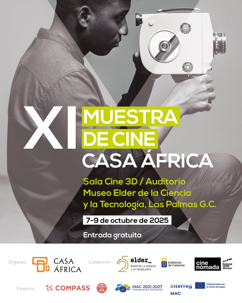 🤩Vuelve nuestra Muestra de Cine al <a href="/museoelder/">Museo Elder</a> !!
📅Apúntate las fechas
🎫Entrada gratuita
🎬Sinopsis y tráileres en casafrica.es/MuestraCine2025
<a href="/FCAT_CineAfrica/">Festival de Cine Africano Tarifa-Tánger (FCAT)</a>