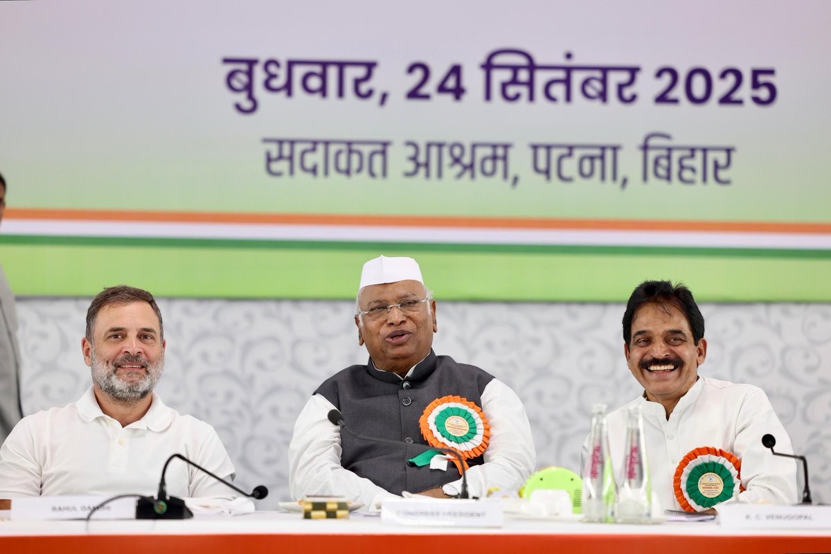 akhileshPdsingh's tweet image. आज दिनांक 24 सितंबर 2025 को अखिल भारतीय कांग्रेस कमिटी की कार्यसमिति की विस्तारित (CWC) बैठक में शामिल हुआ।