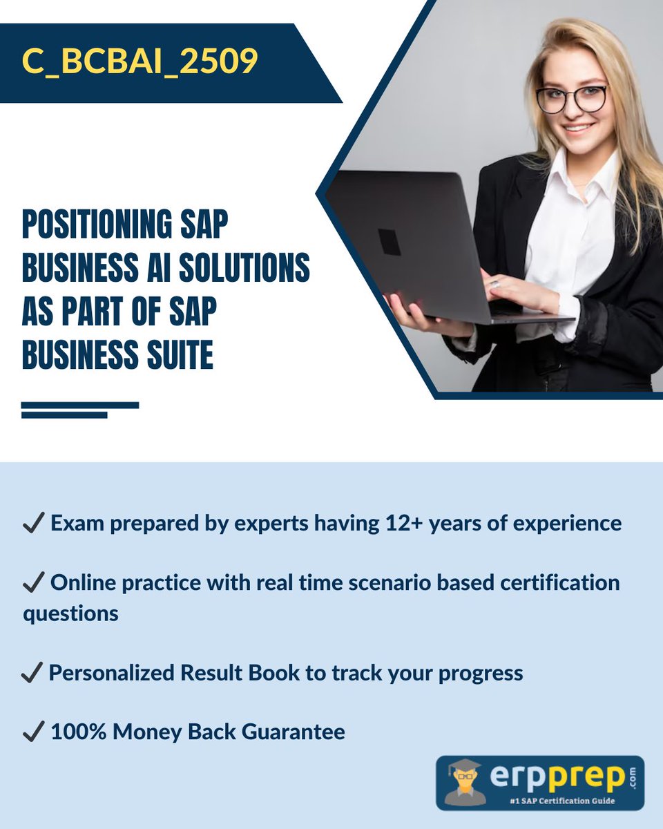 erpprep's tweet image. 📈 Master C_BCBAI_2509 – SAP Business AI Solutions!
✔ Practice questions & online tests
✔ Step-by-step exam prep
✔ Boost confidence & reduce stress
📌 Full guide → erpprep.com/sap-business-s…
#SAPCertification #ExamPreparation #PracticeTest #ProfessionalGrowth #SAPCareers