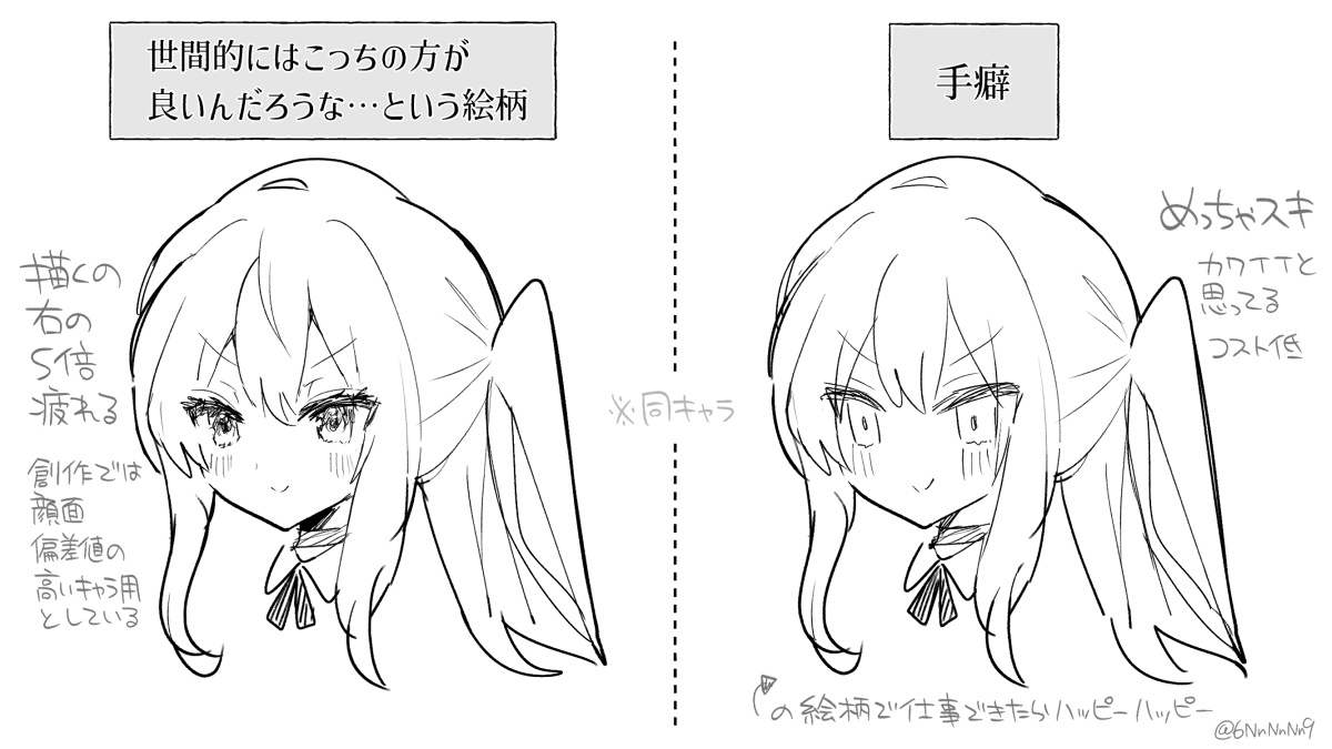 イラスト描くとき未だに悩んでるやつ