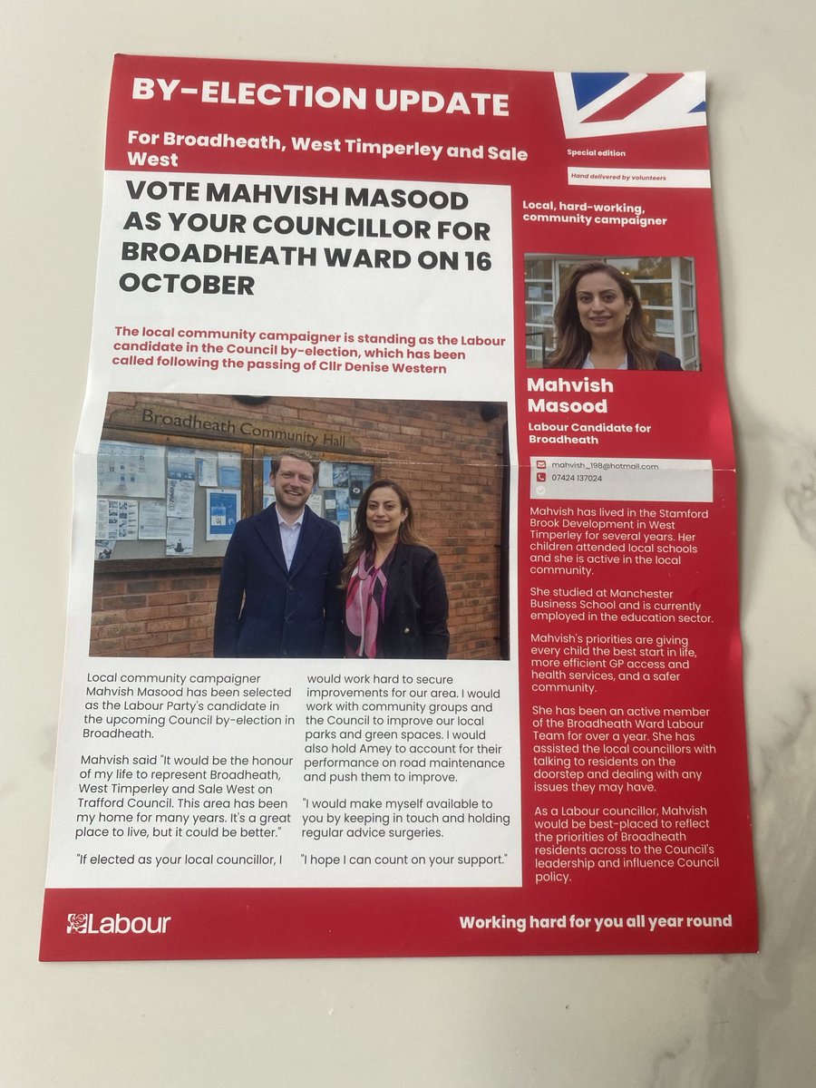 Ged Carter (@gedcarter1) on Twitter photo Great leaflet round for Karina and me to deliver for the great <a href="/Trafford_Labour/">Trafford Labour</a> candidate Mahvish 🌹. If you want to help us in the Broadheath by-election, drop me a message 🌹 Great leaflet round for Karina and me to deliver for the great <a href="/Trafford_Labour/">Trafford Labour</a> candidate Mahvish 🌹. If you want to help us in the Broadheath by-election, drop me a message 🌹