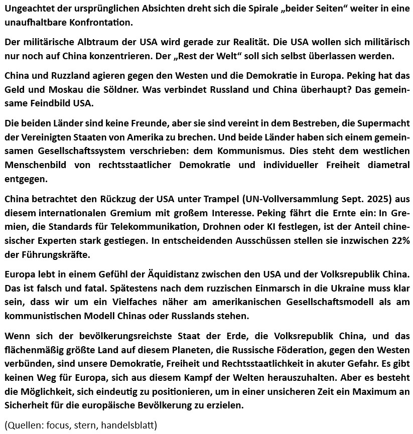 Muss #Europa die „Rolle“ an der Seite der USA (schleunigst) einnehmen, nicht nur in Bezug auf Russland, sondern auch gegenüber China?