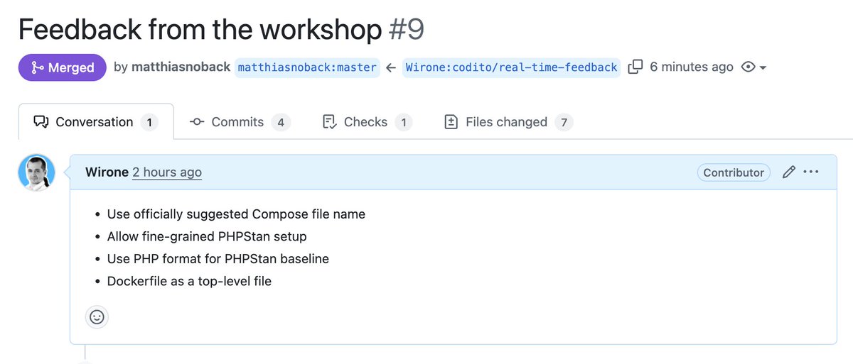 Greg Korba ๐ ๏ธ๐น Codito (@_codito_) on Twitter photo Participating in <a href="/matthiasnoback/">Matthias Noback @matthiasnoback@mastodon.social</a>'s Domain-Driven Aggregate Design workshop today/tomorrow, and even as an attendee I am in a code review mode ๐.
github.com/matthiasnobackโฆ Participating in <a href="/matthiasnoback/">Matthias Noback @matthiasnoback@mastodon.social</a>'s Domain-Driven Aggregate Design workshop today/tomorrow, and even as an attendee I am in a code review mode ๐.
github.com/matthiasnobackโฆ