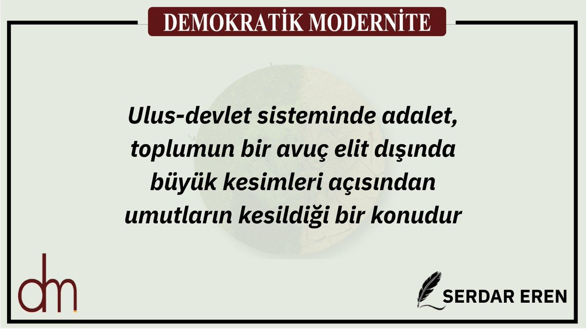“Ulus-Devlet Çıkmazı ve Demokratik Konfederalizm” dosya konulu 51. Sayımızda Serdar Eren’in “Dünya Savaşlarına Karşı Halkların Barışı” yazısı…
demokratikmodernite.org/dunya-savaslar…