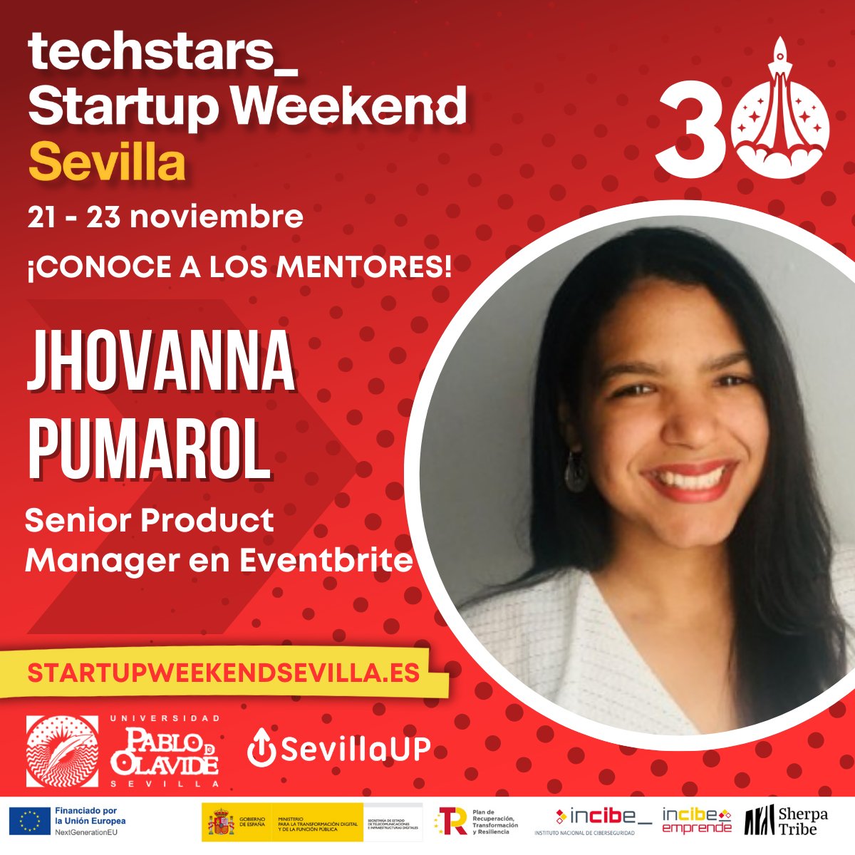 🚀 Conoce a otros 4 mentores de la #SWSevilla30 (en total serán 16):

✨ Fernando Sierra – Educación &amp; tecnología
✨ Gracia Catalina – Startups aeroespaciales
✨ Jesús Acevedo – Ética en IA
✨ Jhovanna Pumarol – Producto &amp; eventos

💡 El equipo que hará despegar tu idea 👊