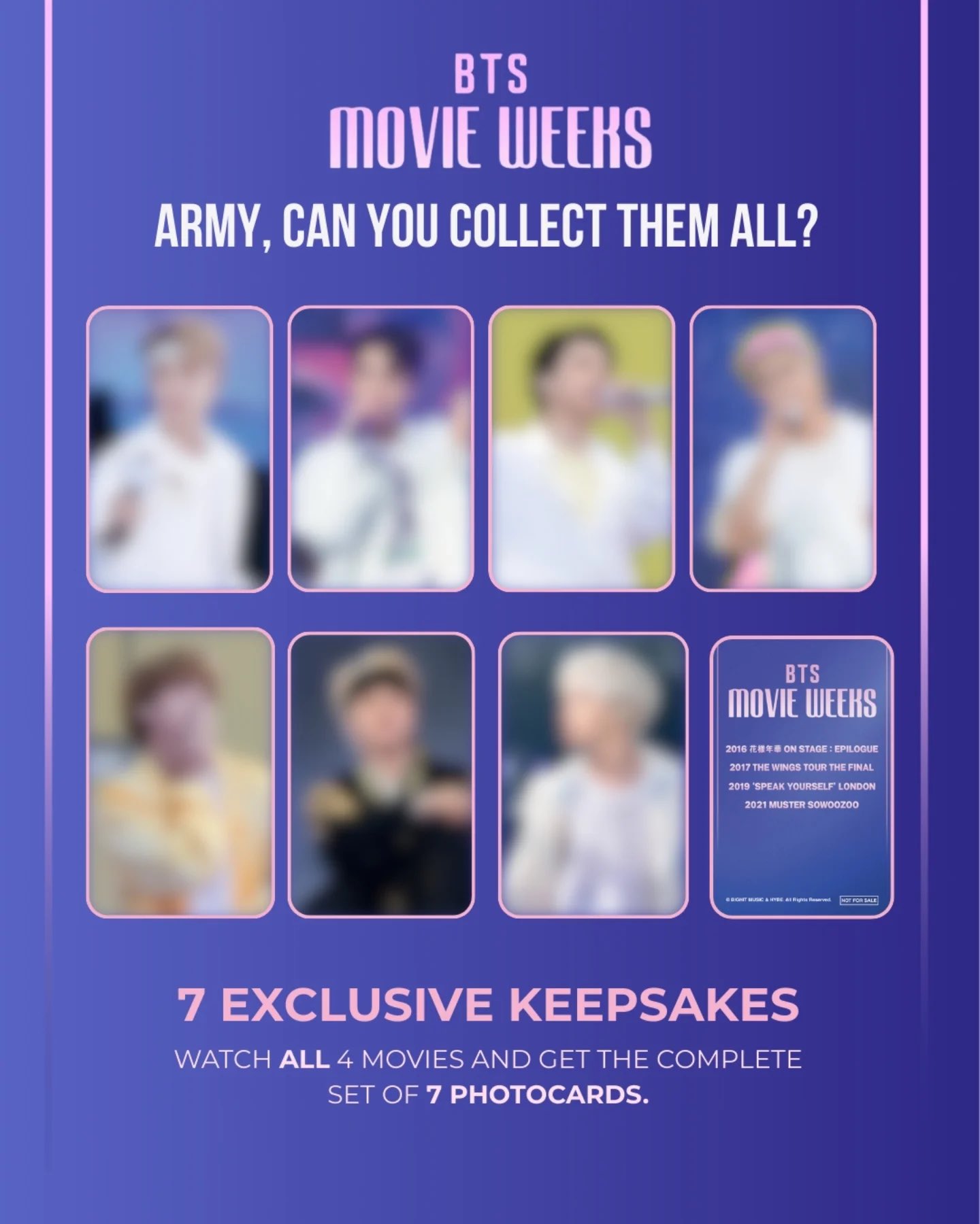 BTS MOVIE WEEKS フォトカード　 7枚セット BTS MOVIE WEEKS 映画特典SOWOOZOO フォトカード7枚セット - メルカリ