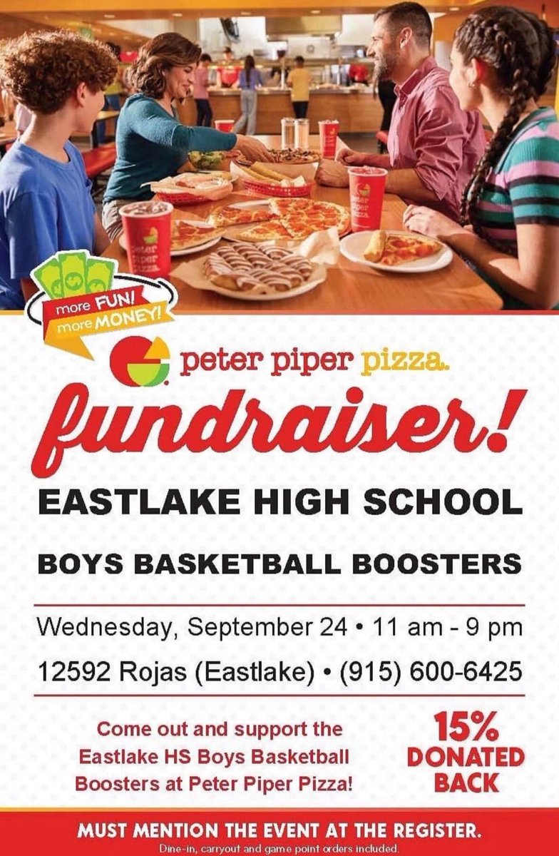 🍕🍕TODAY IS THE DAY!!🍕🍕Tell them the EASTLAKE BOYS BASKETBALL BOOSTER sent you! 💜🧡🏀 <a href="/TheLakeBoysBB/">Eastlake Falcon Basketball</a> <a href="/Eastlake_HS/">Gilbert R . Martinez</a> <a href="/CoachTaylor2023/">Matthew Taylor</a>