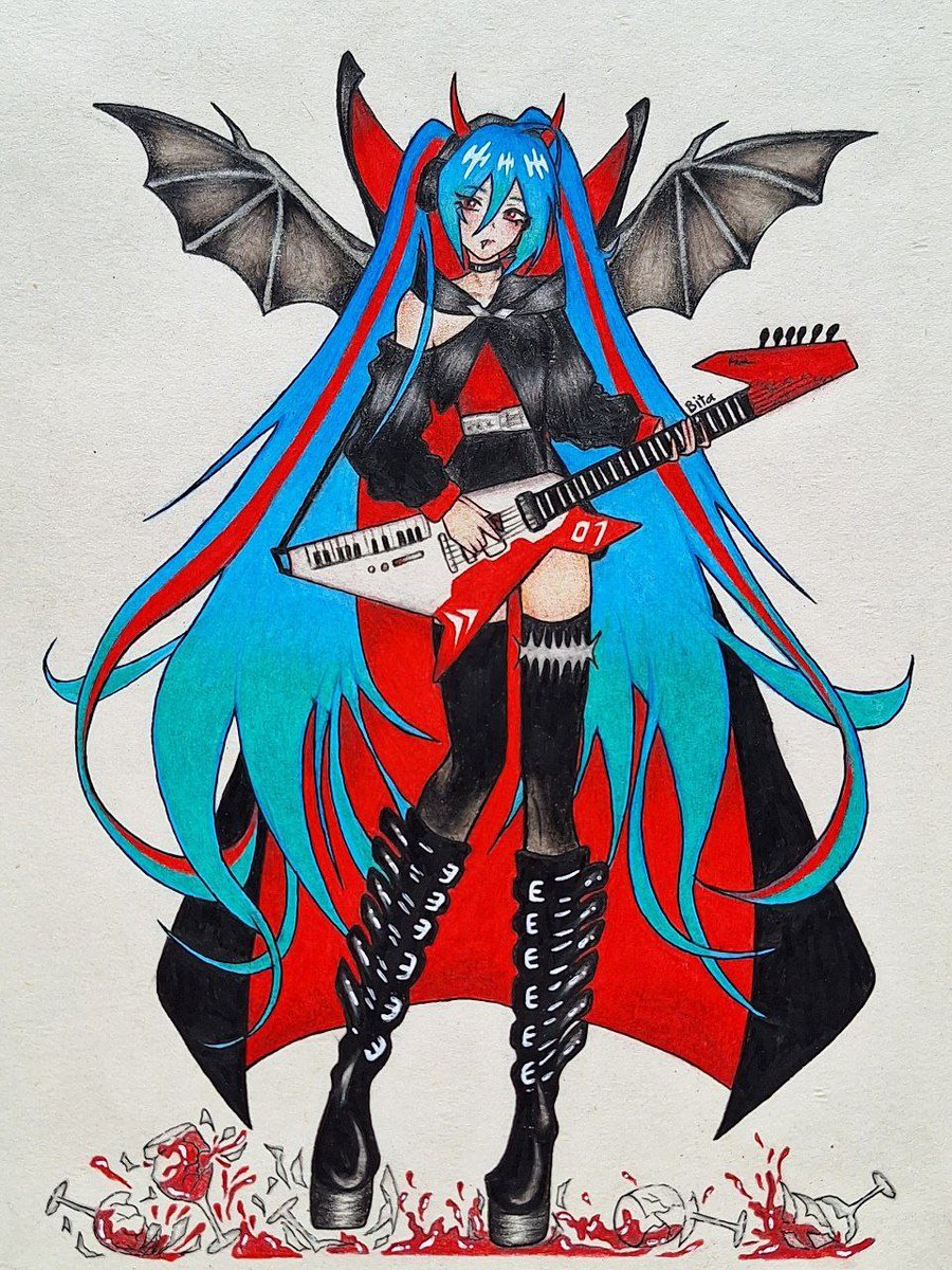 BitaArtist's tweet photo. ֺ ּ ֙⭒Hatsune Miku🎸⚡️
#HatsuneMiku #anime #fanart #drawings #art #traditionalart #colorful https://t.co/wNED01JXYw