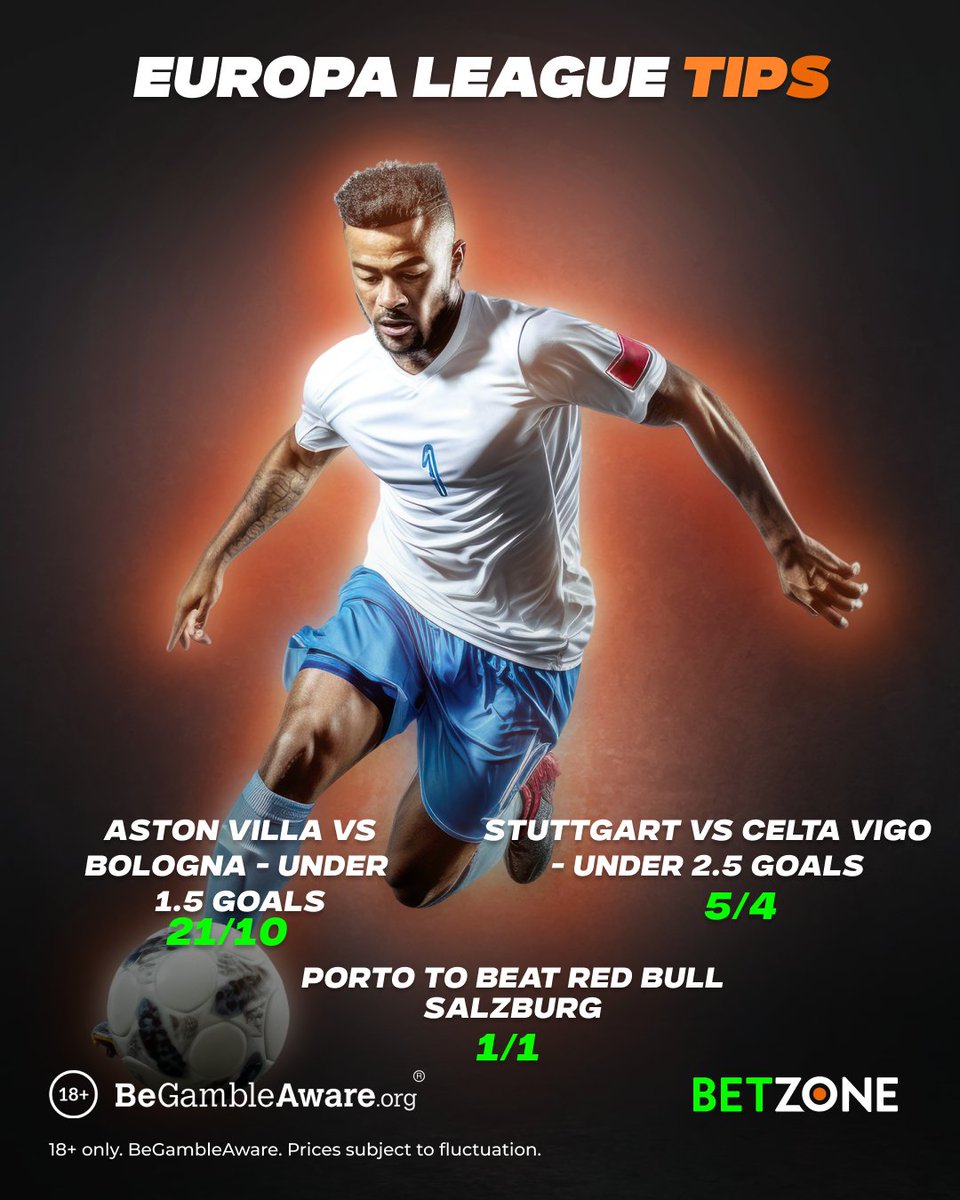 A week after the ‘Champions’ equivalent, the Europa League is here. Villa’s prevailing lack of cutting edge is a perfect pairing with similarly goal shy Italian visitors, while unders is also the theme in Stuttgart and Porto look the bet of the round.

bit.ly/42NWbUK