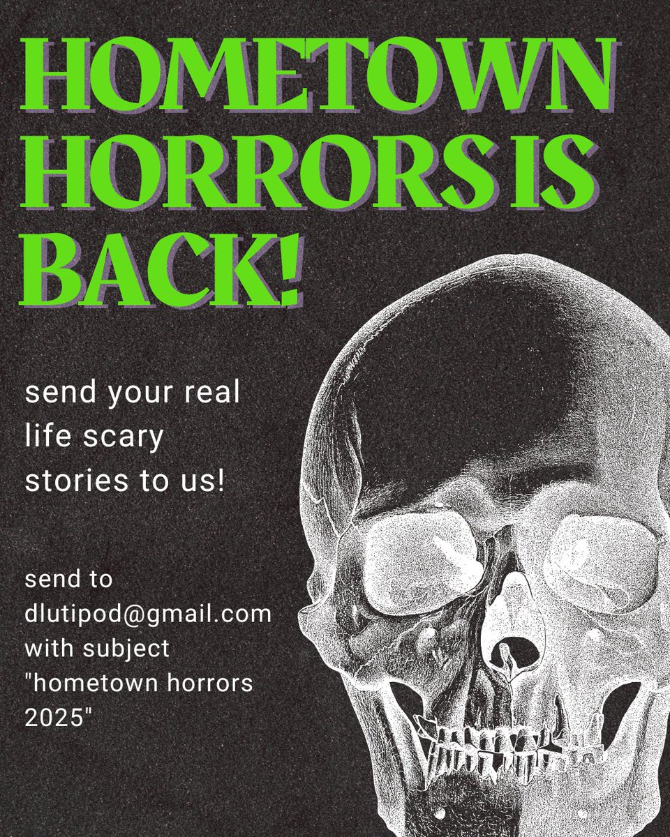 DLUTIPOD's tweet image. It's that time of year again! Send us your spookiest, scariest real life stories to us!

We can't promise to read every single one we get, but we will be reading a bunch on our annual Hometown Horrors episode for Halloween so don't miss out!