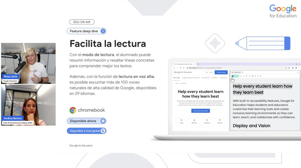 Asistimos al webinar #EDuOnAir de <a href="/GoogleForEdu/">Google for Education</a> sobre cómo optimizar la integración de los #Chromebooks en clase con <a href="/rosaliarte/">Rosa Liarte Alcaine</a> y Andrea Barrios. Interesantes ideas y posibilidades para llevar al aula.
youtube.com/live/QIZv-BGQa…
<a href="/GoogleES/">Google España</a> <a href="/GonzaloETC/">Gonzalo Romero</a>